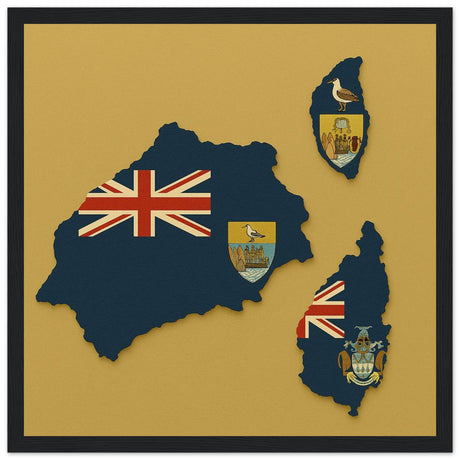 Cadre drapeau sainte-hélène ascension et tristan da cunha encadré en bois - pixelforma