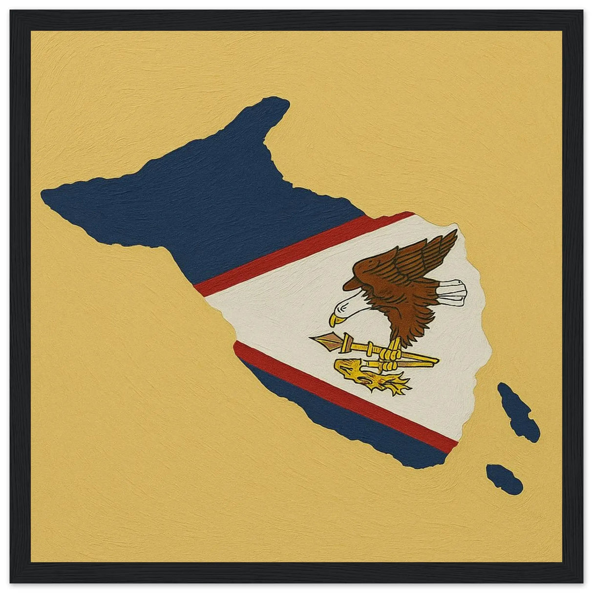 Cadre drapeau samoa américaines en bois finition élégante