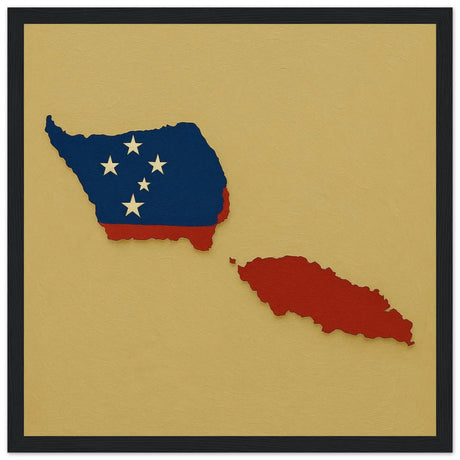 Cadre drapeau samoa en bois finition élégante décorative