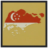 Cadre drapeau singapour bois élégant affiche encadrée