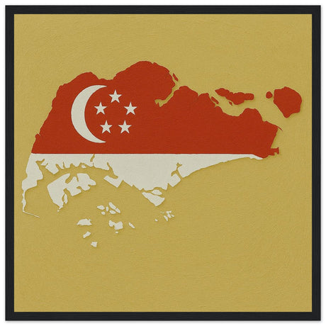 Cadre drapeau singapour encadré en bois - pixelforma