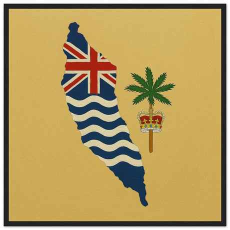 Cadre drapeau territoire britannique de l’océan indien encadré en bois - pixelforma