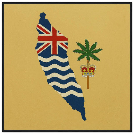 Cadre drapeau territoire britannique de l’océan indien encadré en bois - pixelforma