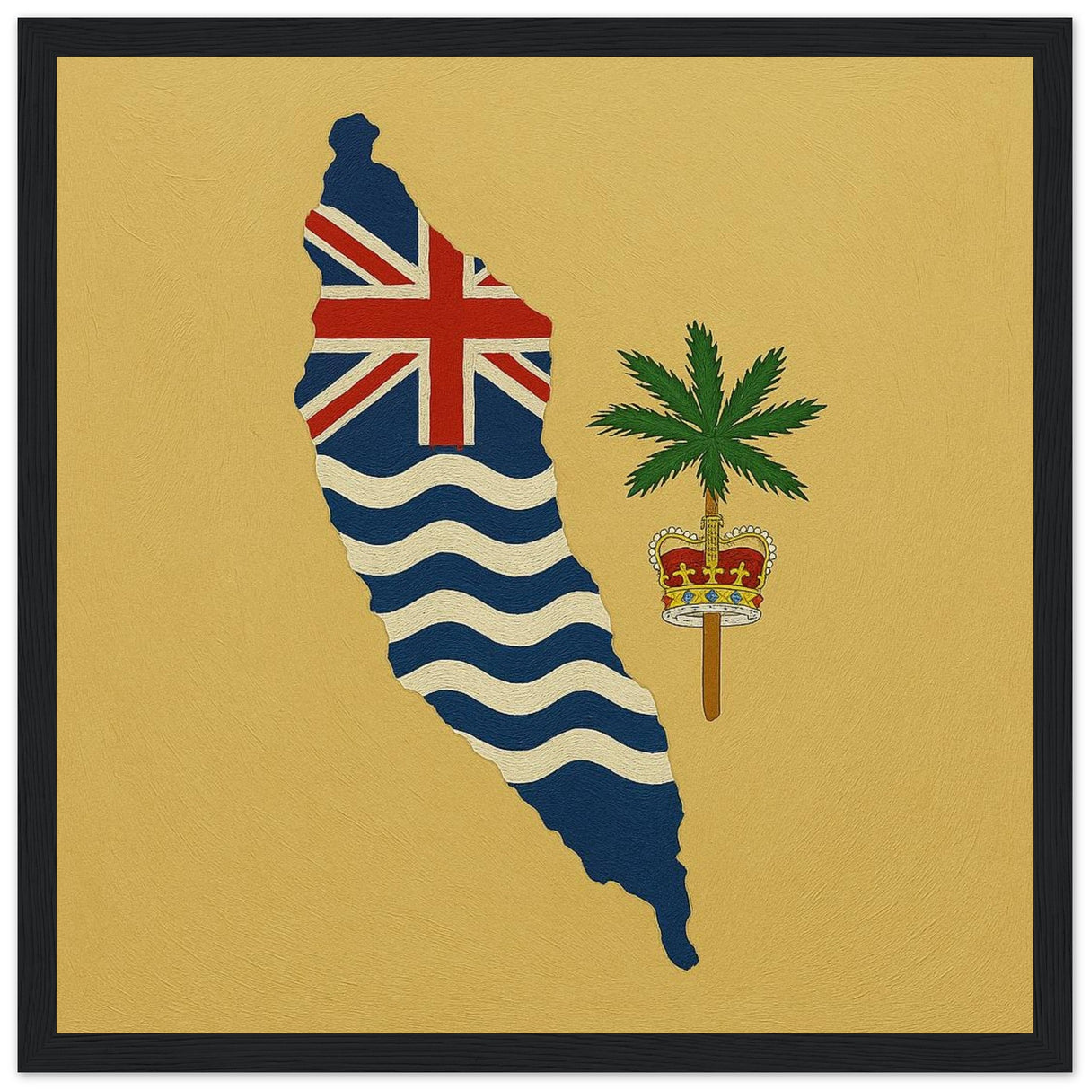 Cadre drapeau territoire britannique de l’océan indien encadré en bois - pixelforma