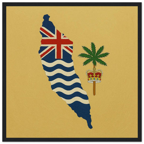 Cadre drapeau territoire britannique de l’océan indien encadré en bois - pixelforma
