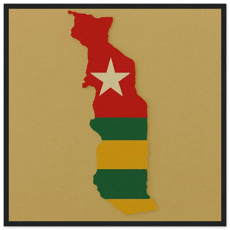 Cadre drapeau togo bois finition élégante affiche encadrée