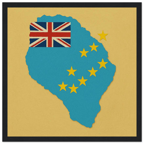 Cadre drapeau tuvalu encadré en bois - pixelforma