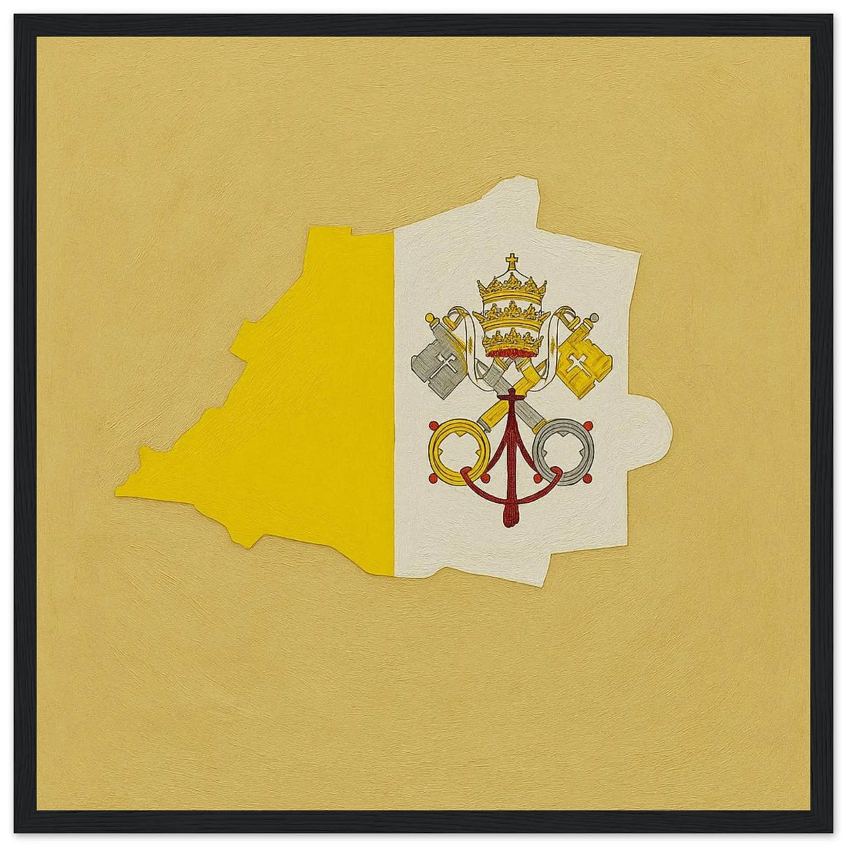 Cadre drapeau vatican en bois finition élégante décorative