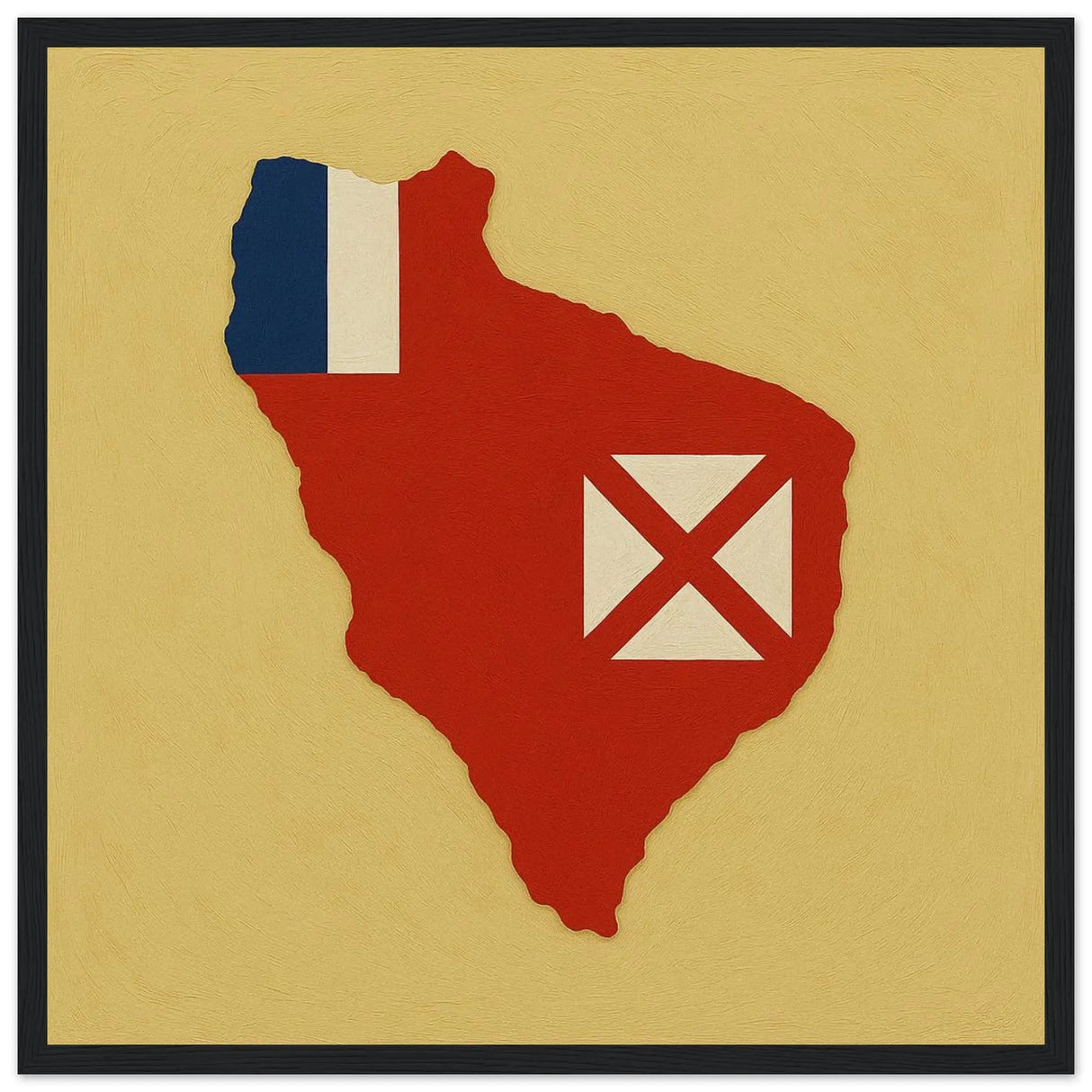 Cadre drapeau wallis-et-futuna bois décoration élégante