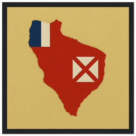 Cadre drapeau wallis-et-futuna encadré en bois - pixelforma