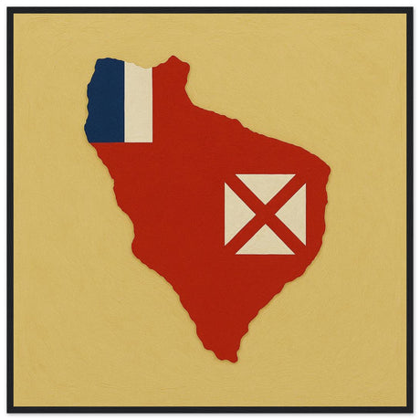Cadre drapeau wallis-et-futuna encadré en bois - pixelforma