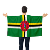 Cape drapeau dominique polyester léger pour événements sportifs