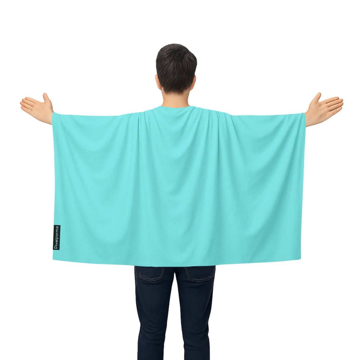 Cape drapeau france bleu turquoise clair en polyester léger