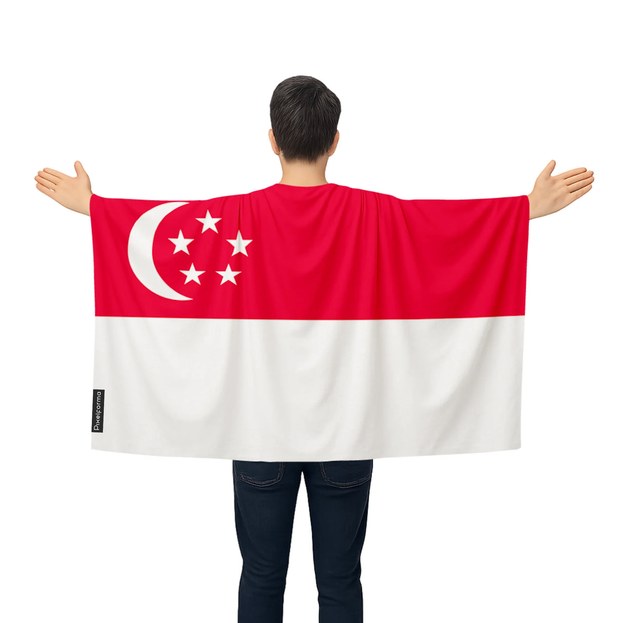Cape drapeau singapour polyester léger pour événements sportifs