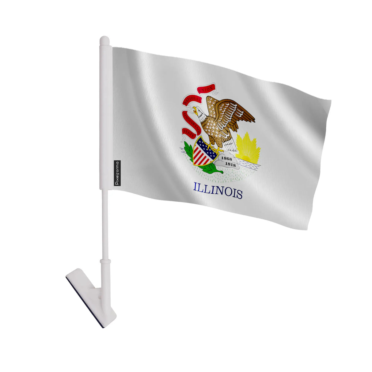 Drapeau adhésif illinois polyester souple facile à coller