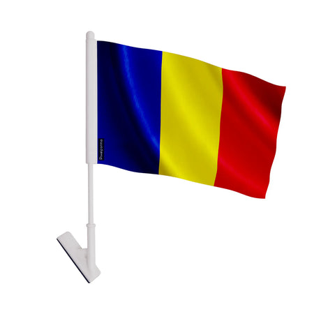 Drapeau adhésif roumanie polyester souple facile à coller
