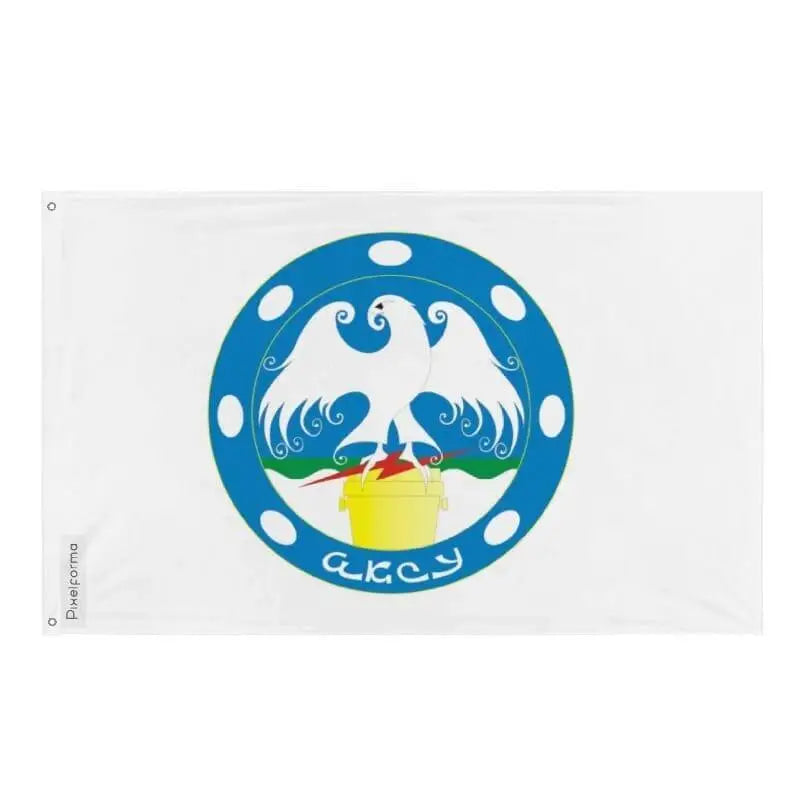 Drapeau aksou kazakhstan polyester résistant œillets à gauche