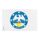 Drapeau aksou kazakhstan polyester résistant œillets à gauche