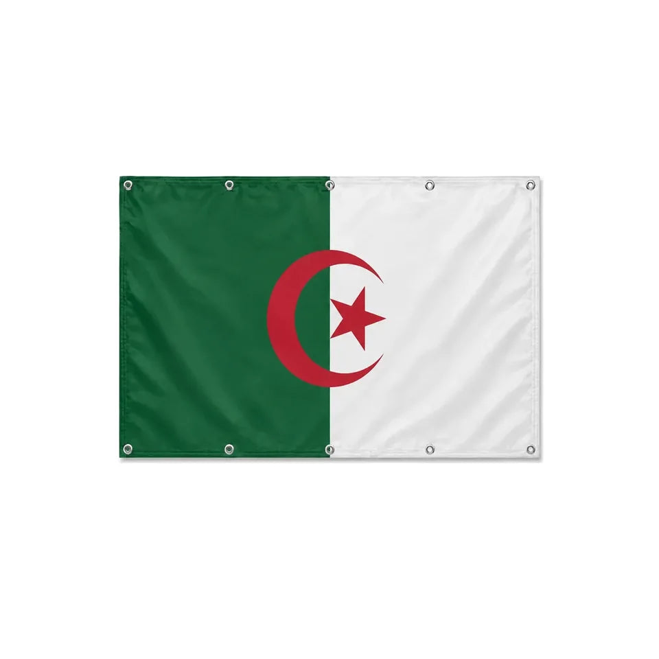 Drapeau de l'Algérie format S en polyester avec dix œillets