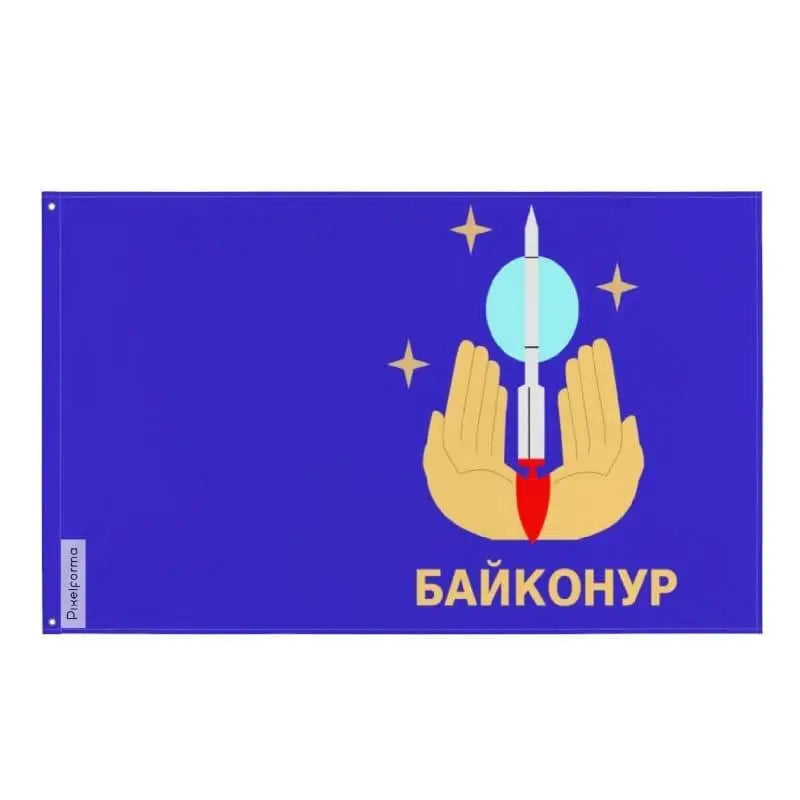 Drapeau baïkonour polyester résistant œillets à gauche