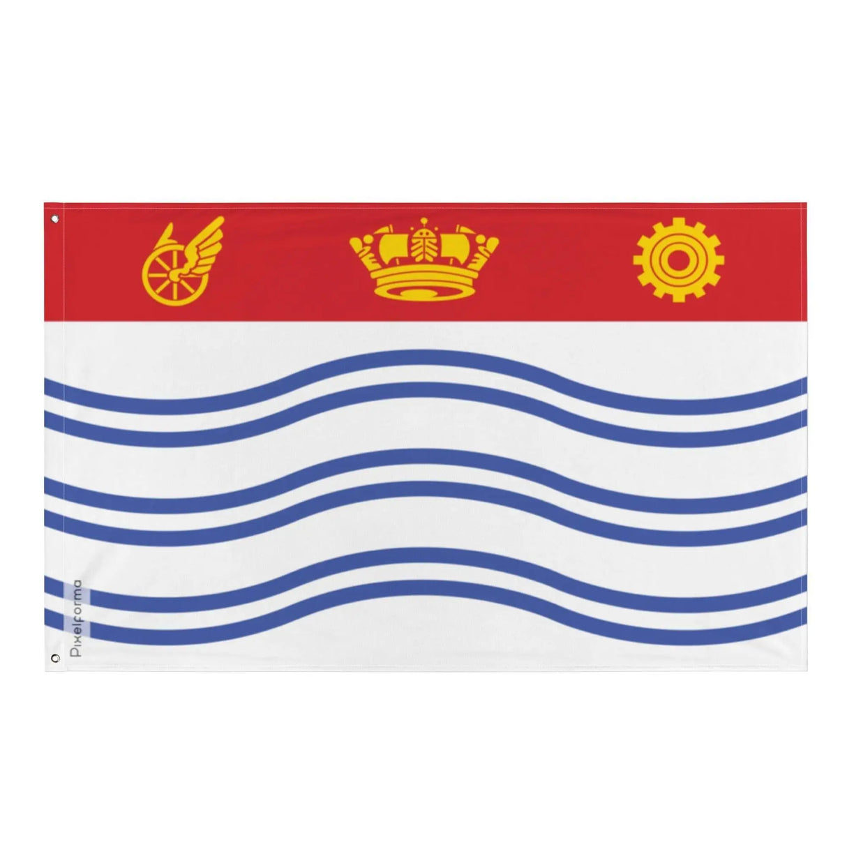 Drapeau barrie polyester résistant avec œillets à gauche