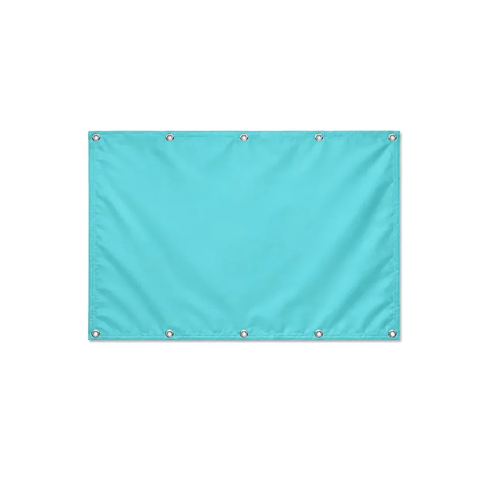 Drapeau Bleu turquoise Clair format S en polyester avec dix œillets