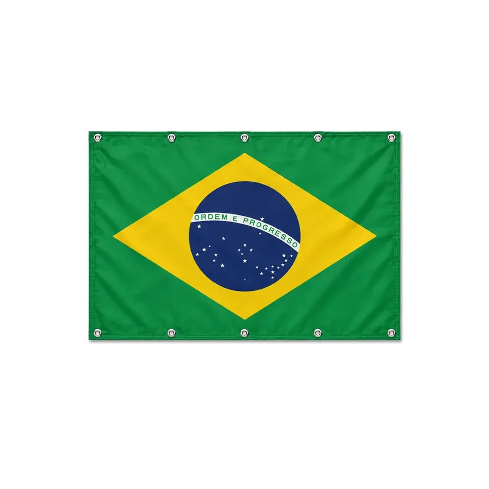 Drapeau du Brésil format S en polyester avec dix œillets