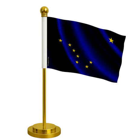 Drapeau bureau alaska polyester avec socle acier inoxydable