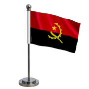 Drapeau bureau angola polyester socle acier inoxydable