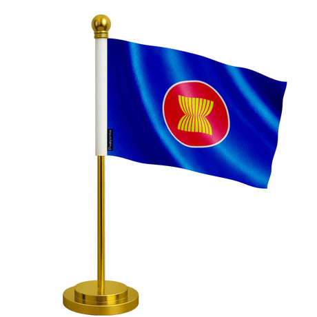 Drapeau bureau asean polyester avec socle acier inoxydable
