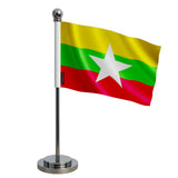 Drapeau bureau birmanie polyester avec socle acier inoxydable