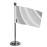 Drapeau bureau blanc polyester socle acier inoxydable