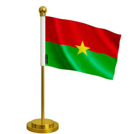 Drapeau bureau burkina faso polyester socle acier inoxydable