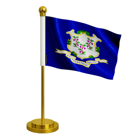 Drapeau bureau connecticut polyester socle acier inoxydable