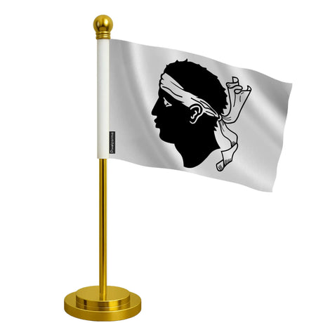Drapeau bureau corse polyester socle acier inoxydable