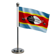 Drapeau bureau eswatini polyester socle acier inoxydable