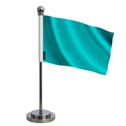 Drapeau bureau france bleu tuquoise foncé polyester inox
