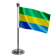 Drapeau bureau gabon polyester socle acier inoxydable
