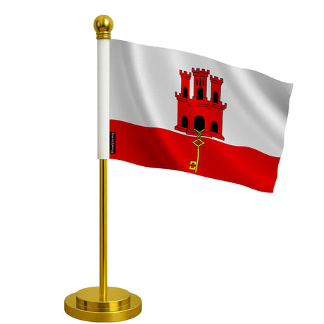 Drapeau bureau gibraltar polyester socle acier inoxydable