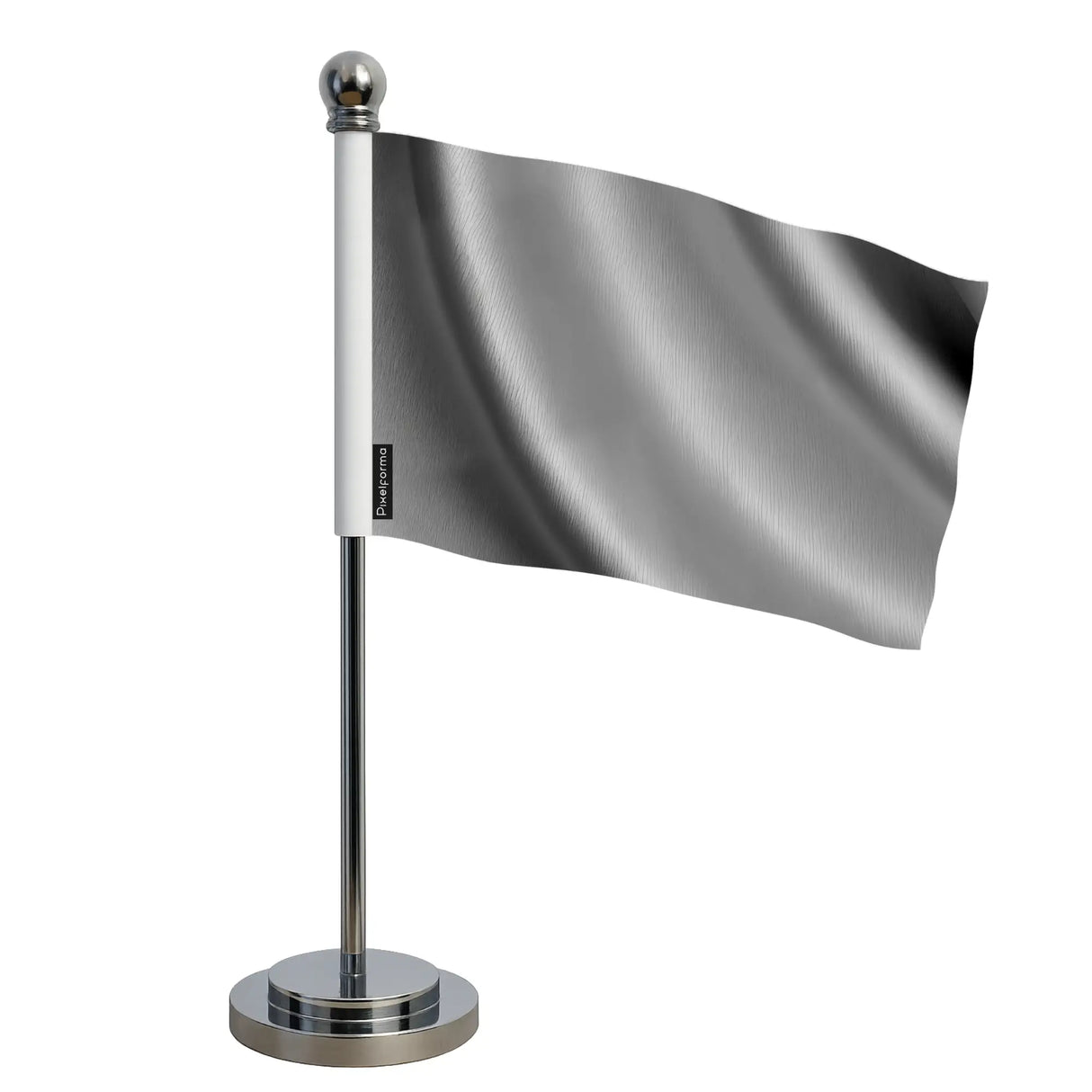 Drapeau bureau gris foncé polyester socle acier inoxydable