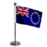 Drapeau bureau îles cook polyester socle acier inoxydable