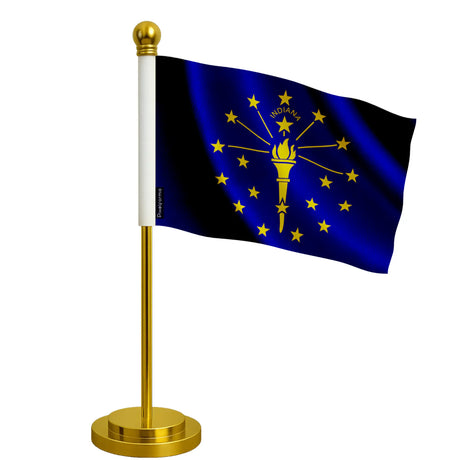 Drapeau bureau indiana polyester avec socle acier inoxydable
