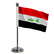 Drapeau bureau irak polyester socle acier inoxydable