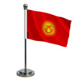 Drapeau bureau kirghizistan polyester socle acier inoxydable