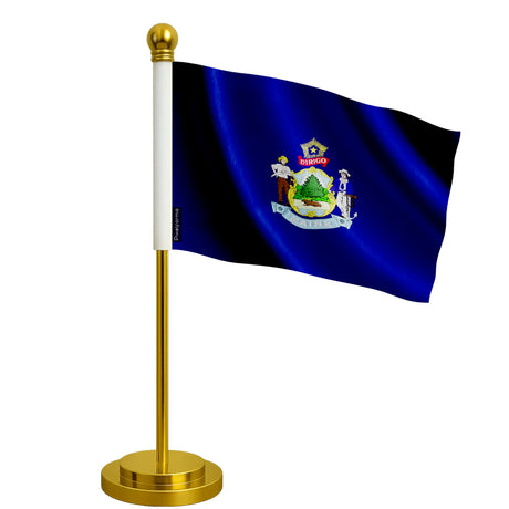 Drapeau bureau maine polyester avec socle acier inoxydable