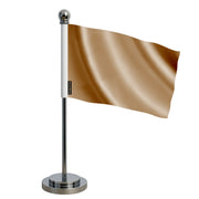 Drapeau bureau marron polyester socle acier inoxydable