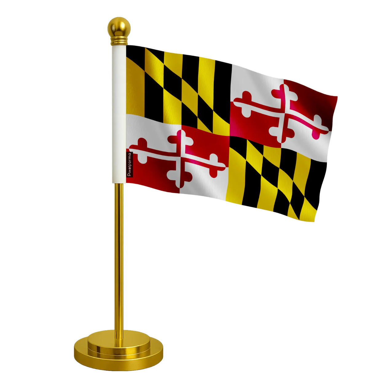 Drapeau bureau maryland polyester avec socle acier inoxydable