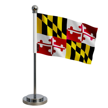 Drapeau bureau maryland polyester avec socle acier inoxydable