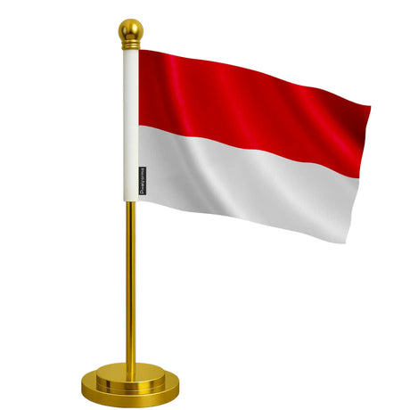 Drapeau bureau monaco polyester socle acier inoxydable