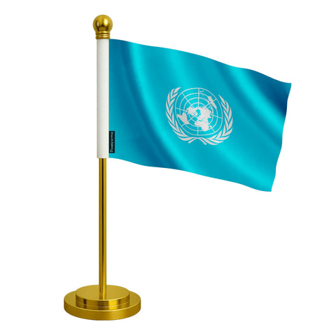 Drapeau bureau nations unies polyester socle acier inoxydable